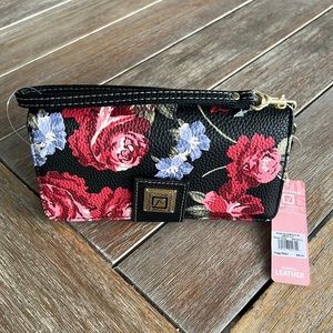 STONE MOUNTAIN  ACCESSORIES NEW BONDED LEATHER COLOR: BLACK FLORAL